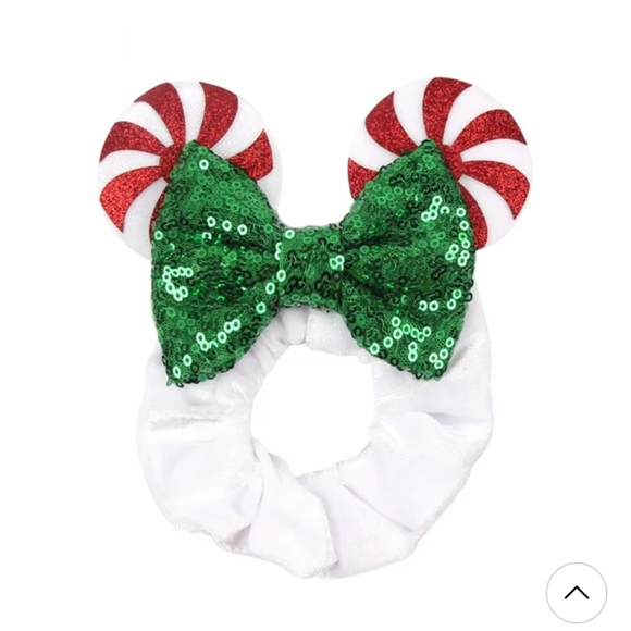 5/25 brand new velvet scrunchie Minnie mouse ears w holiday themed bow 2 designs - Picture 3 of 7